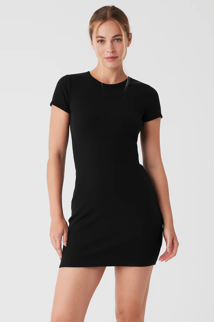Goddess Ribbed Short Sleeve Dress | Alo Yoga (US)