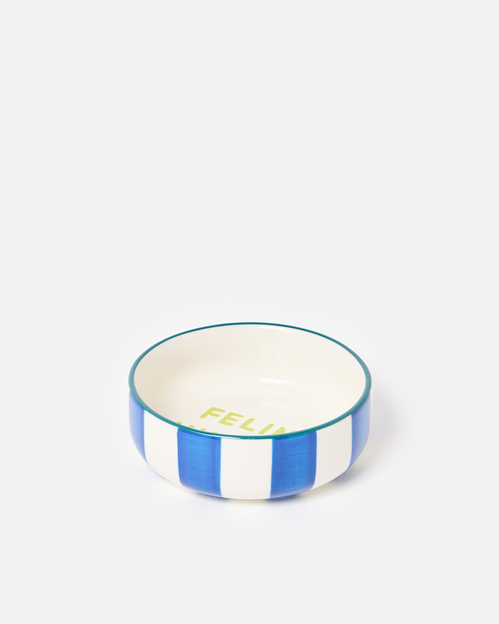 Feline Hungry Blue Stripe Pet Bowl | Oliver Bonas IE | Oliver Bonas (Global)