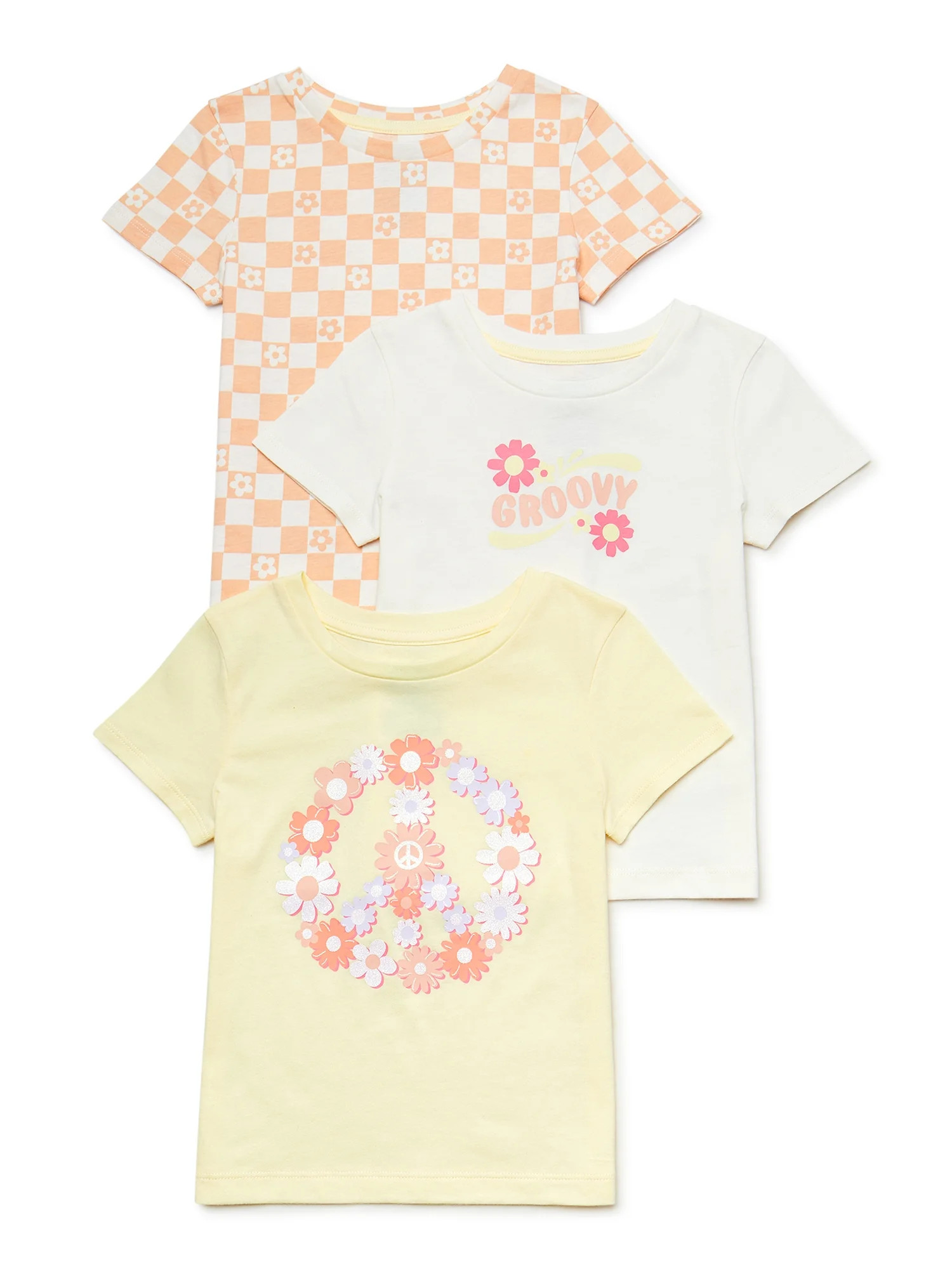 365 Kids from Garanimals Girls Short Sleeve T-Shirts, 3-Pack, Sizes 4-10 - Walmart.com | Walmart (US)