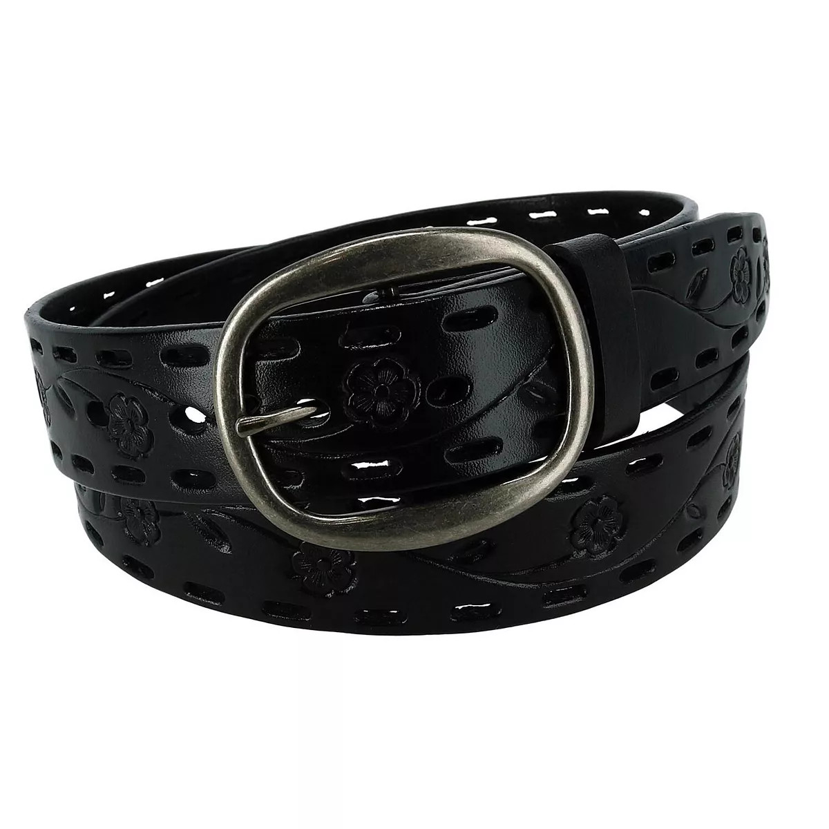 Ctm Women's Center Bar Buckle Belt With Flowers | Kohl's
