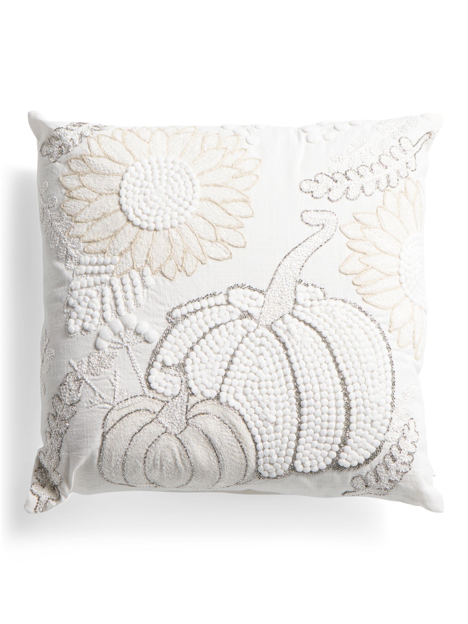 20x20 Beaded Pumpkin Embroidery Pillow | TJ Maxx
