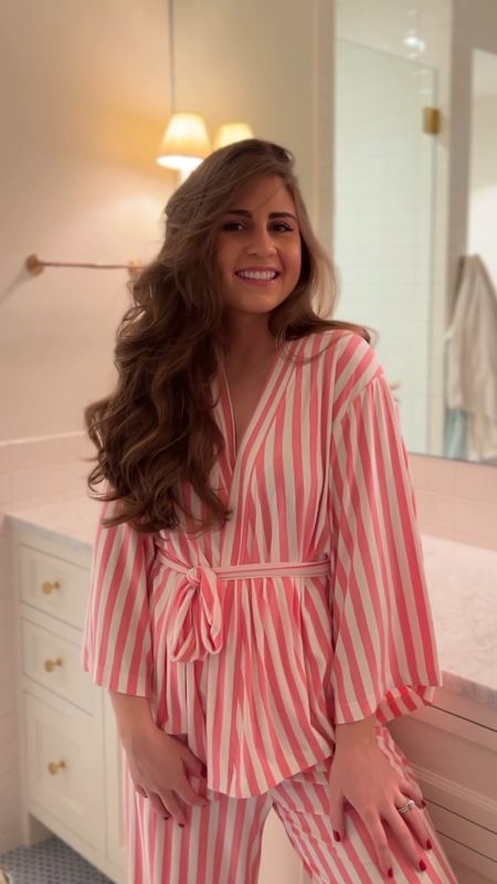 Dyson airwrap for long thick hair and cozy coral striped lounge set 💕🌸 

How gorgeous is my baby sister!? She’s wearing the small in this sweet set

#LTKGiftGuide #LTKfamily #LTKbeauty