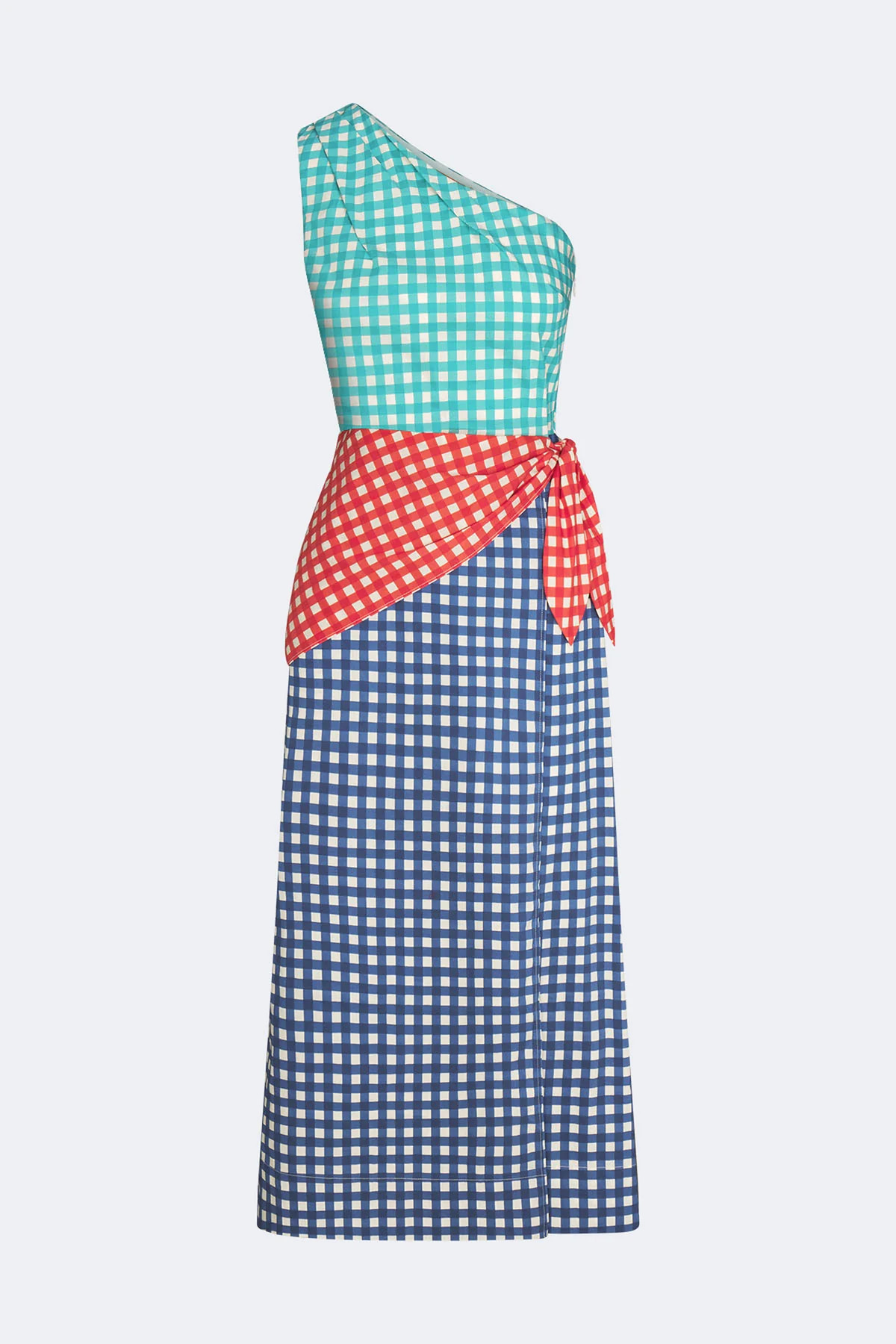 Belem Poplin Midi Dress In Teal Gingham Multi | Simon Miller