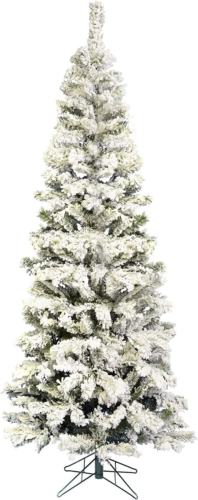 Vickerman 7.5' Flocked Pacific Pencil Artificial Christmas Tree, Unlit - Lifelike Indoor Seasonal... | Amazon (US)