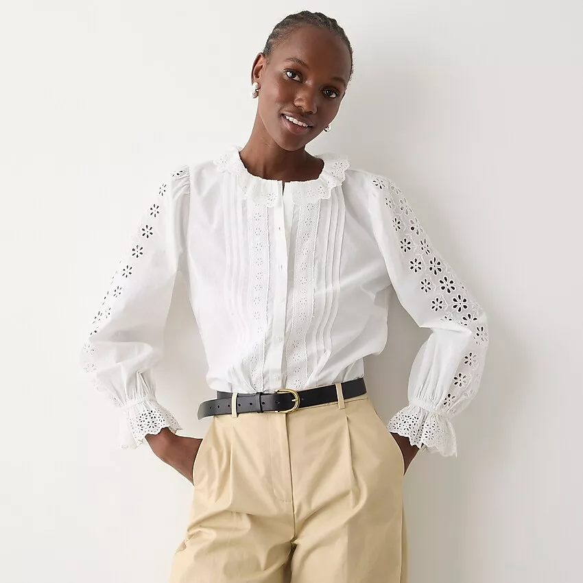 Eyelet-trim button-up shirt curated on LTK