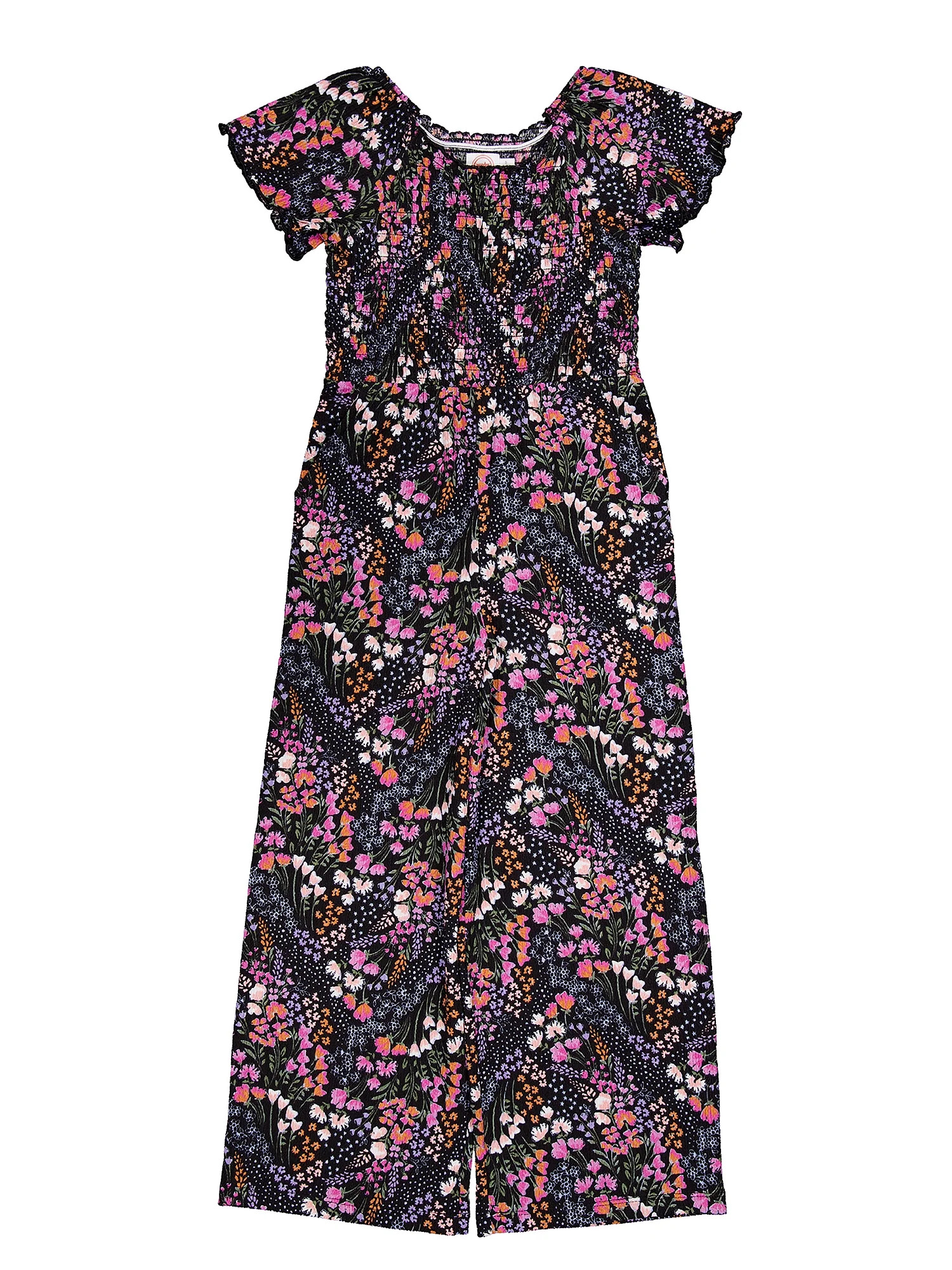 Wonder Nation Girls Smocked Jumpsuit, Sizes 4-18 & Plus | Walmart (US)
