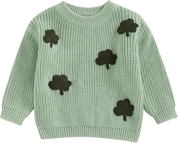 Baby Girl Boy Sweater Toddler Infant Newborn St Patricks Day Outfit Shamrock Knit Oversized Crewn... | Amazon (US)