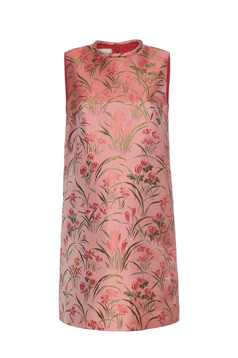 Mackenzie Dress in Pink Jacquard | Over The Moon