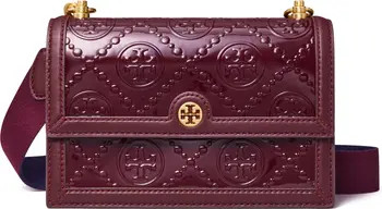 T Monogram Embossed Patent Leather Small Shoulder Bag | Nordstrom