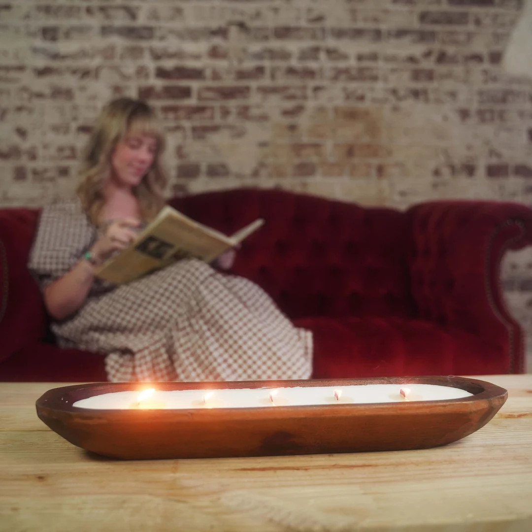 Large Wooden Dough Bowl Candle Wooden Bread Bowl Rustic Farmhouse Décor Rustic Dough Bowls - Ets... | Etsy (US)