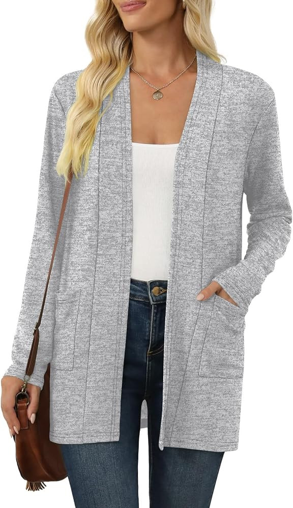 Women's Long Sleeve Cardigan Lightweight Casual Open Front Cardigans with Pockets | Amazon (US)