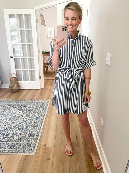 I have been eyeing the striped version of this dress and just scooped it up! I already had the pink version of it 😍. I am wearing the size small.   

#LTKworkwear #LTKfamily #LTKunder50