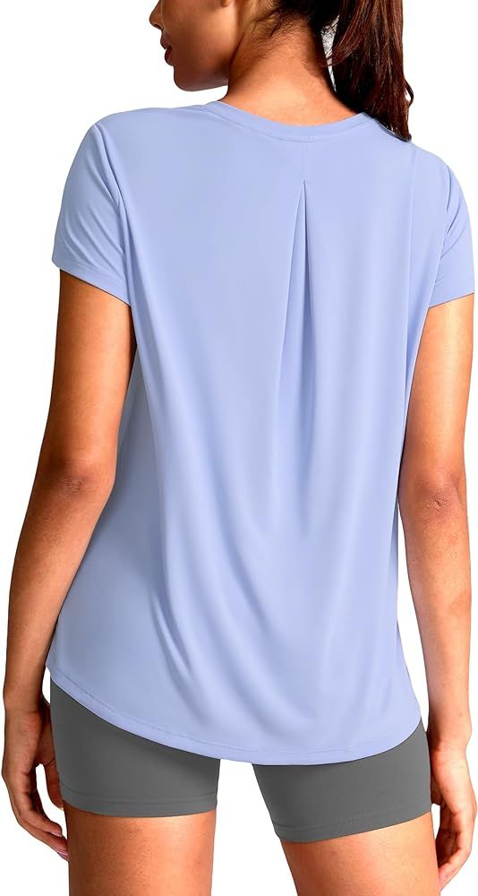 SANTINY Short Sleeve Workout Tops for Women Loose Fit Yoga T-Shirts Lightweight Breathable Runnin... | Amazon (US)