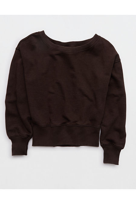 Aerie Go-To Off The Shoulder Sweatshirt Women's Deep Earth XXS | Aerie