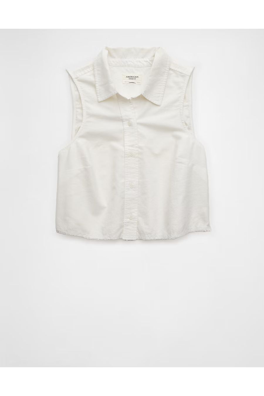 AE Collared Button-Up Tank Top Women's White XS | American Eagle Outfitters (US & CA)