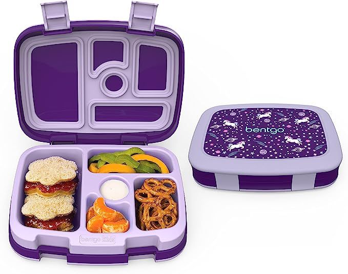 Bentgo Kids Prints (Unicorn) - Leak-Proof, 5-Compartment Bento-Style Kids Lunch Box - Ideal Porti... | Amazon (US)