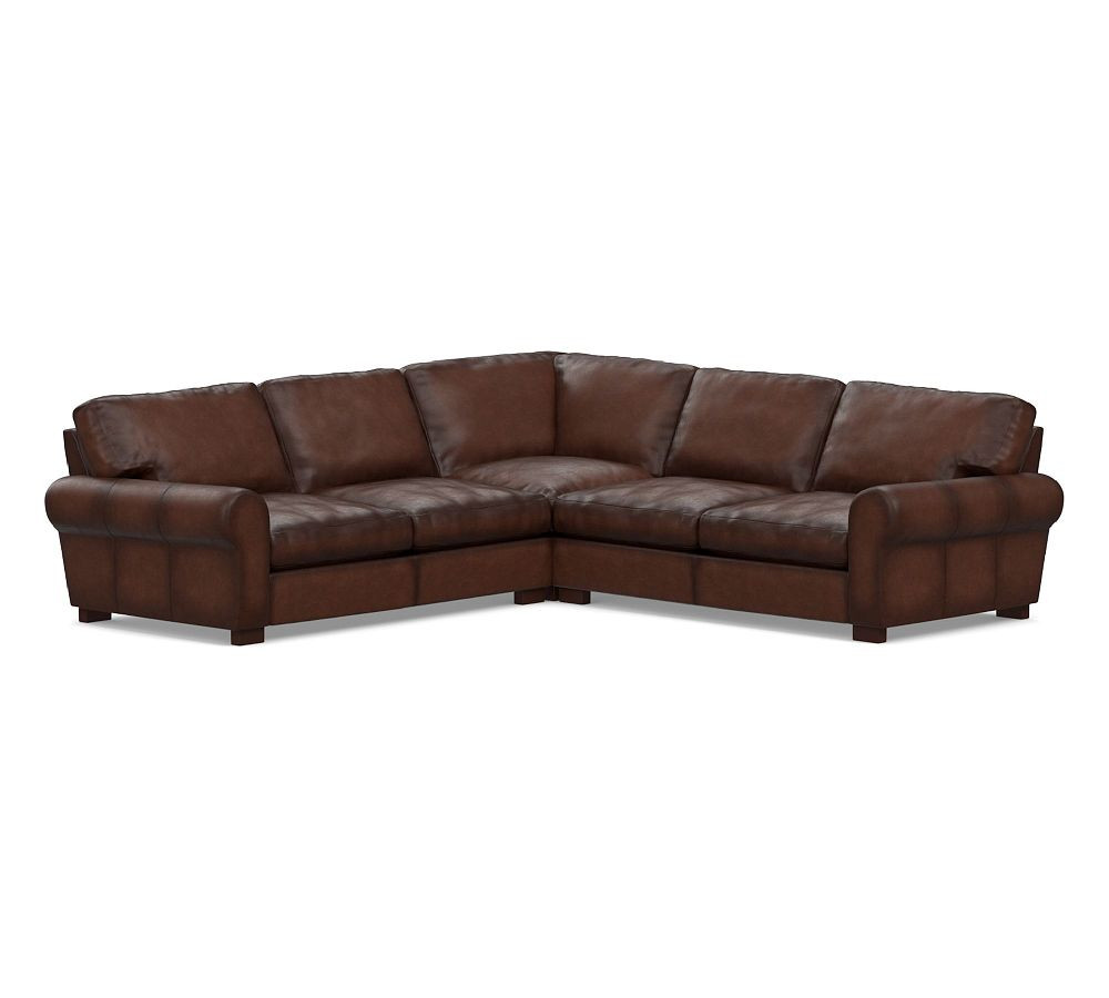 Turner Roll Arm Leather 3-Piece L-Shaped Sectional (114") | Pottery Barn (US)