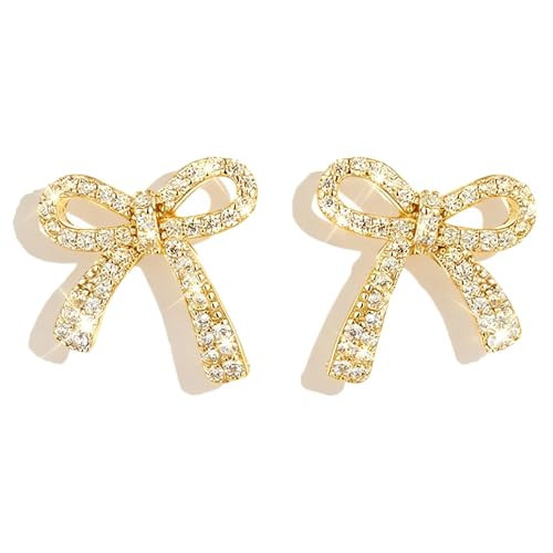 Bow Earrings for Women Silver Gold Long Tassel Rhinestone Dangle Earrings Wedding Prom Party Jewelry Christmas Gifts Stocking Stuffers | Amazon (US)