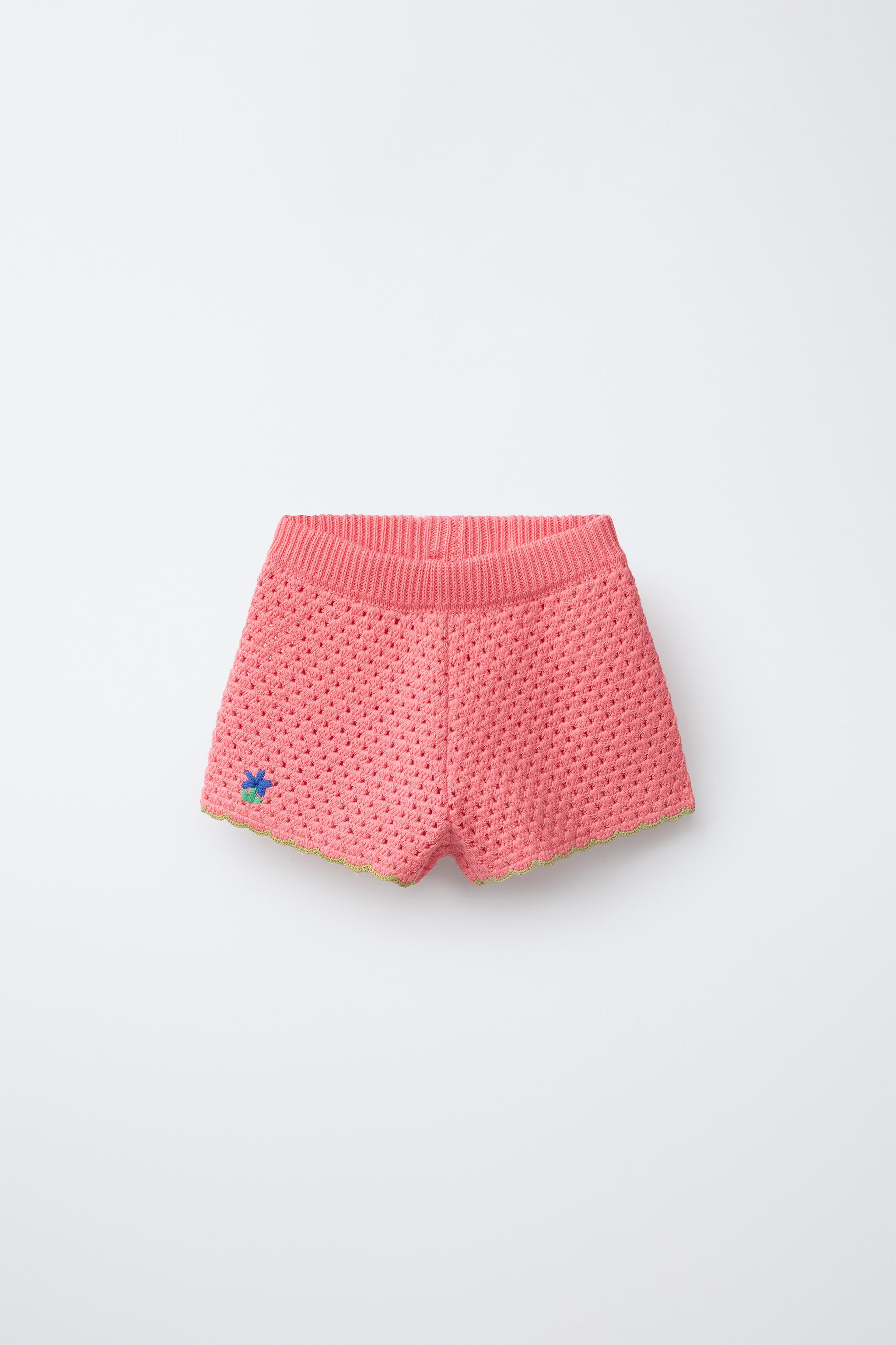 EMBROIDERED CROCHET KNIT SHORTS | Zara US