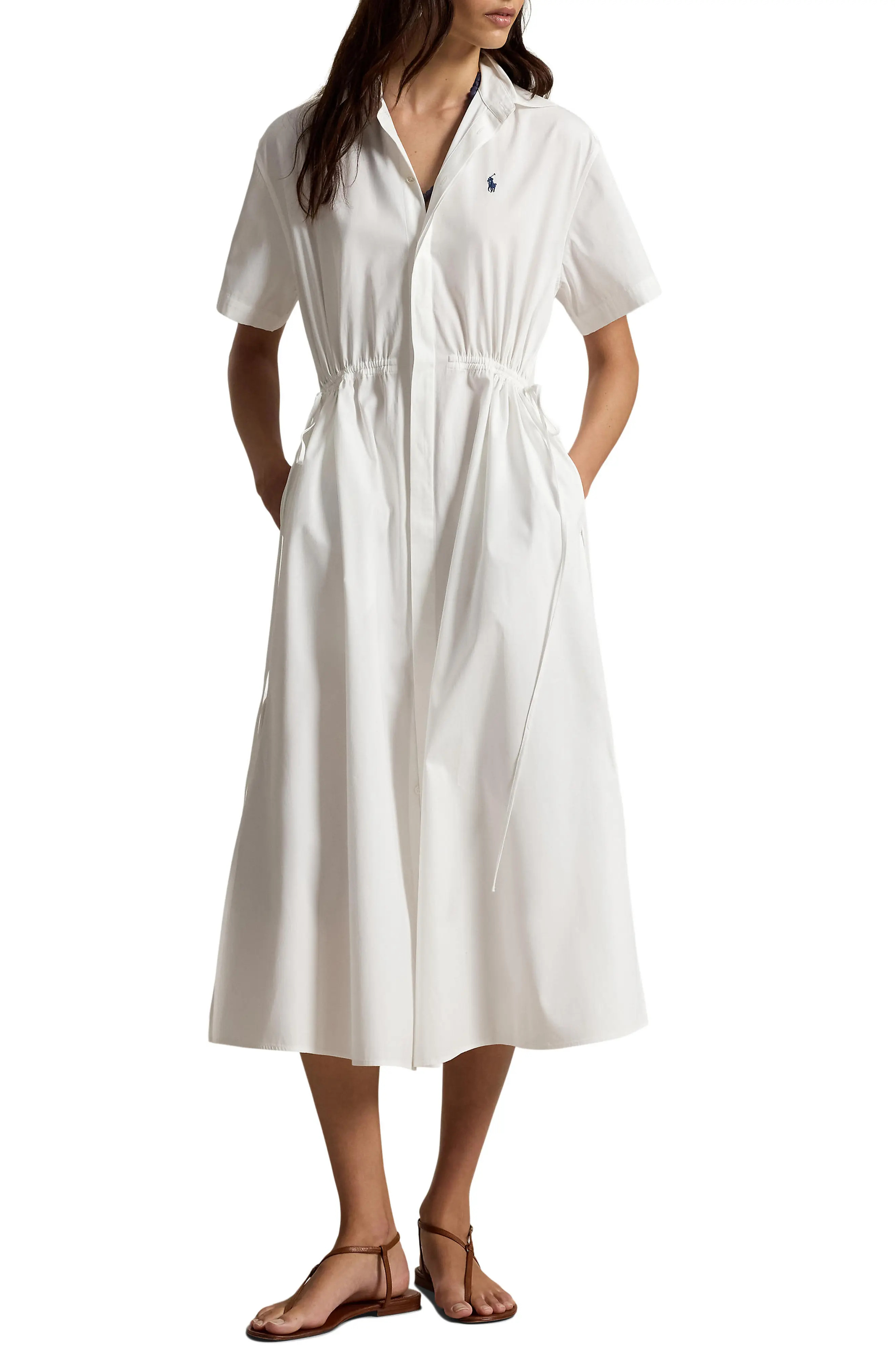 Cinch Waist Cotton Shirtdress (Women) | Nordstrom | Nordstrom
