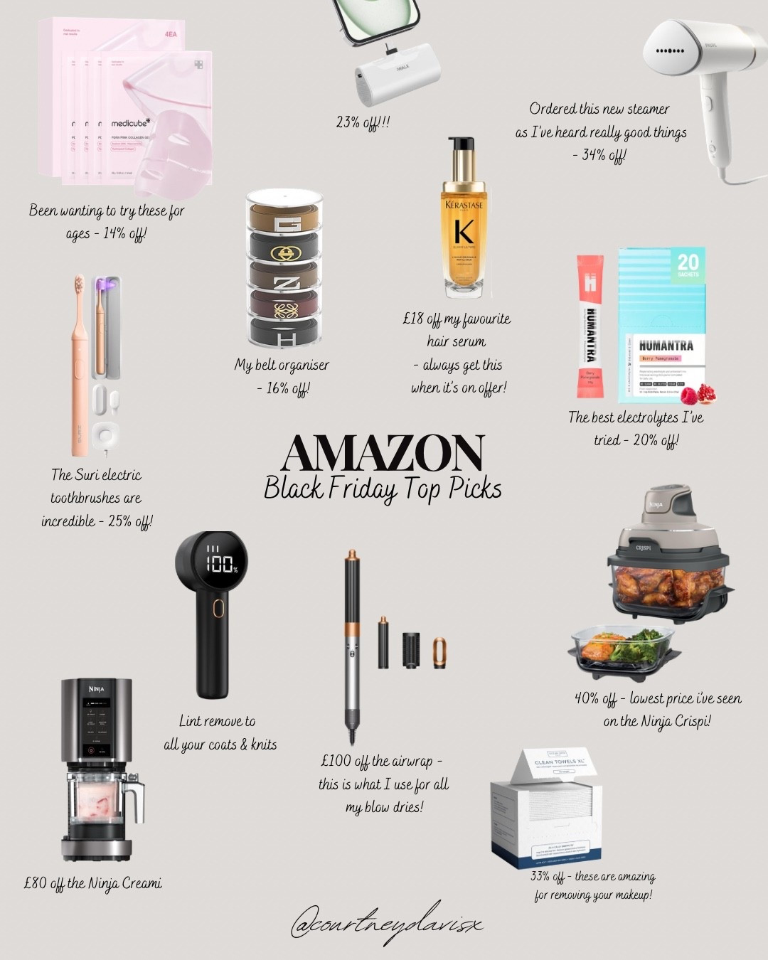 My top Amazon Black Friday picks - so many of my favourite products are discounted!!! 

Amazon Black Friday, cyber week, Black Friday sales, gift guide, Amazon sale, beauty products, gifts for her, ninja crispi, ninja creami, dyson airwrap

#LTKCyberWeek #LTKbeauty #LTKgiftguide