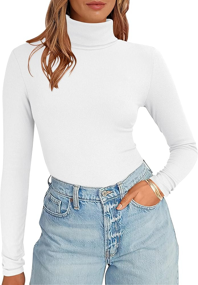 ANRABESS Women's Long Sleeve Turtleneck Shirts Casual Ribbed Basic Tee Slim Soft Thermal Tops 202... | Amazon (US)