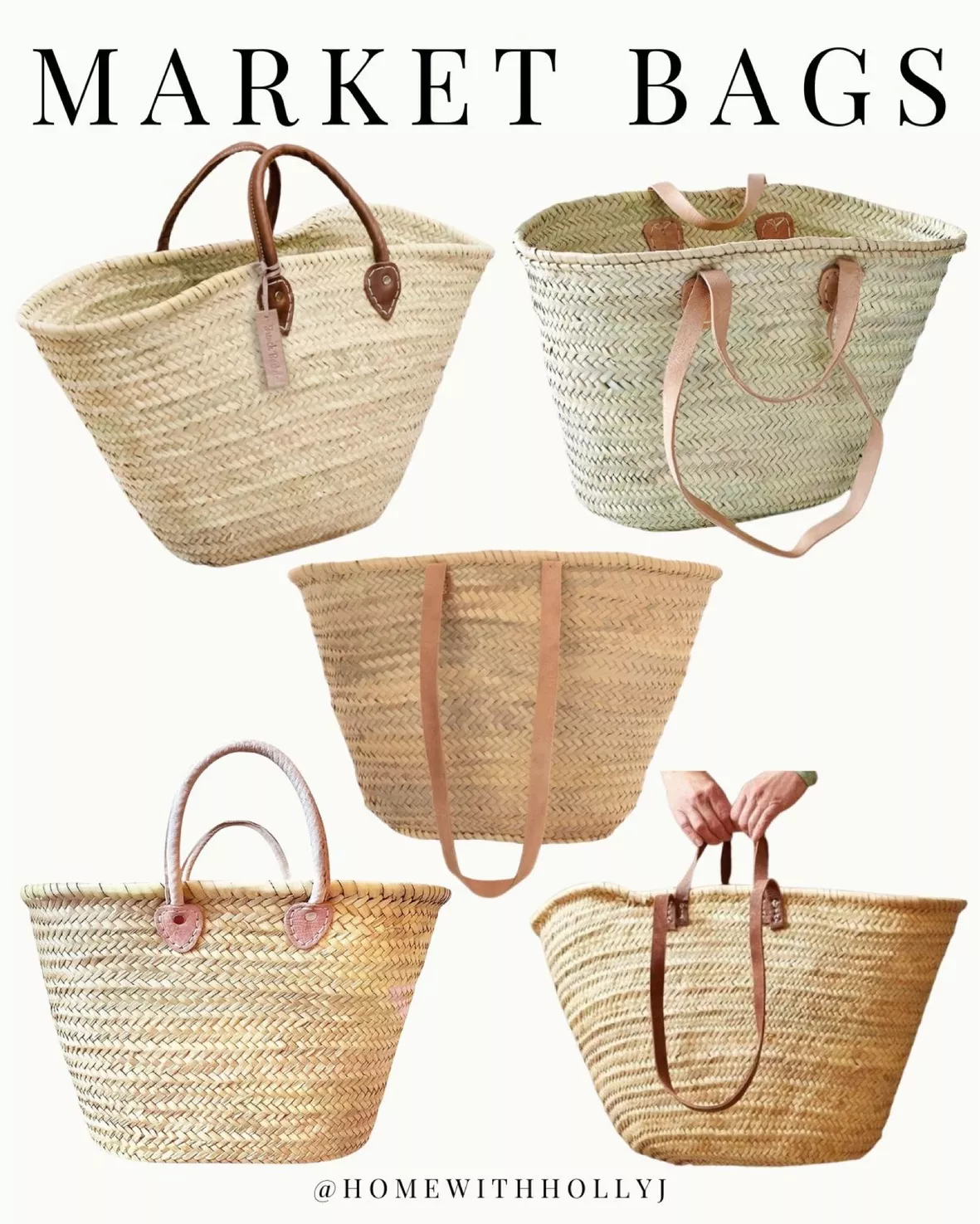  AnewStraw Basket Straw Market Basket Bag with Long