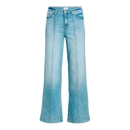 Time and Tru Women's Wide Leg Jeans with Seam Details, Available in Regular, Short, Long Inseams,... | Walmart (US)