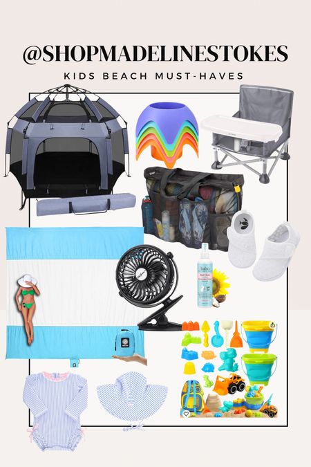 Some of our beach must haves for the kids! Large beach blanket that sand doesn’t stick to, a tent for the little ones for nap time. Swim shoes for the hot sand, and of course beach toys! 

#LTKKids #LTKSwim #LTKFamily