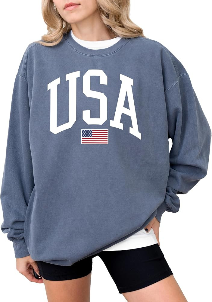 USA Flag Graphic Sweatshirt for 4th of July \u2013 Unisex Pullover for Women and Men, 80% Cotton,... | Amazon (US)