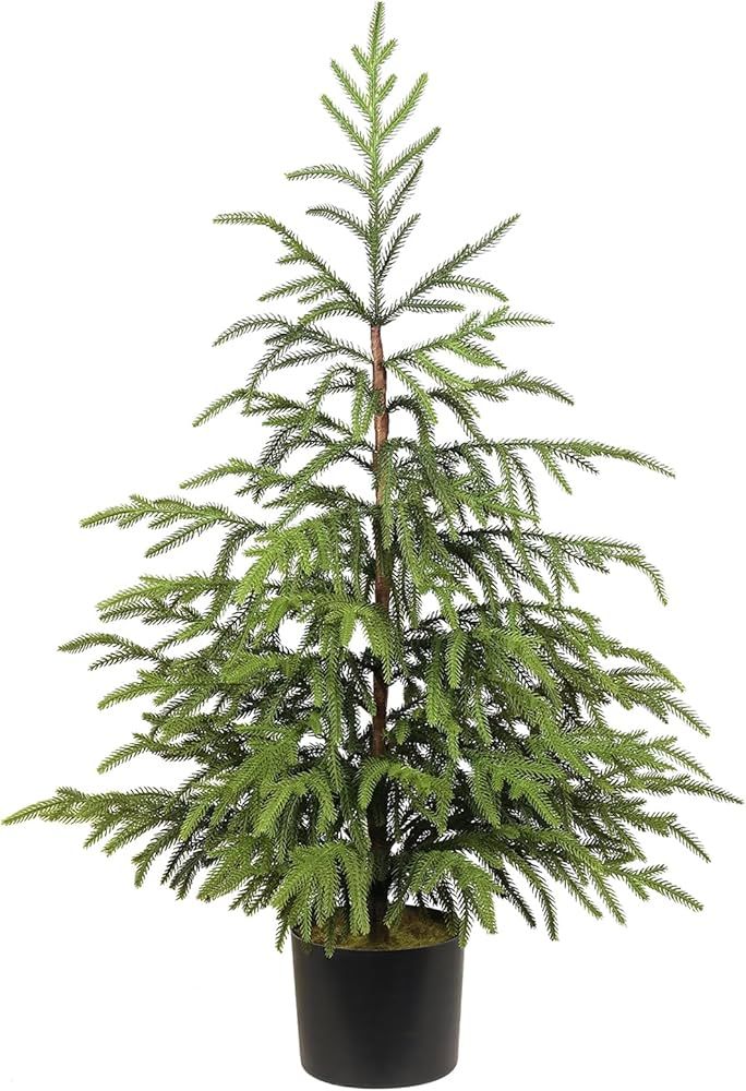 Artificial Norfolk Pine Tree - 36" Faux Christmas Tree Potted Green for Front Porch Christmas Ind... | Amazon (US)