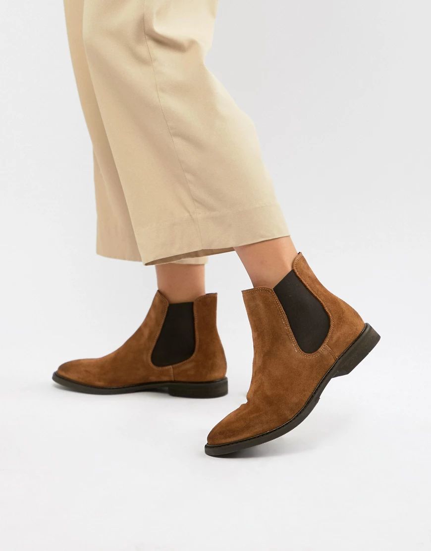 Selected Femme Leather Chelsea Boots-Brown | ASOS (Global)