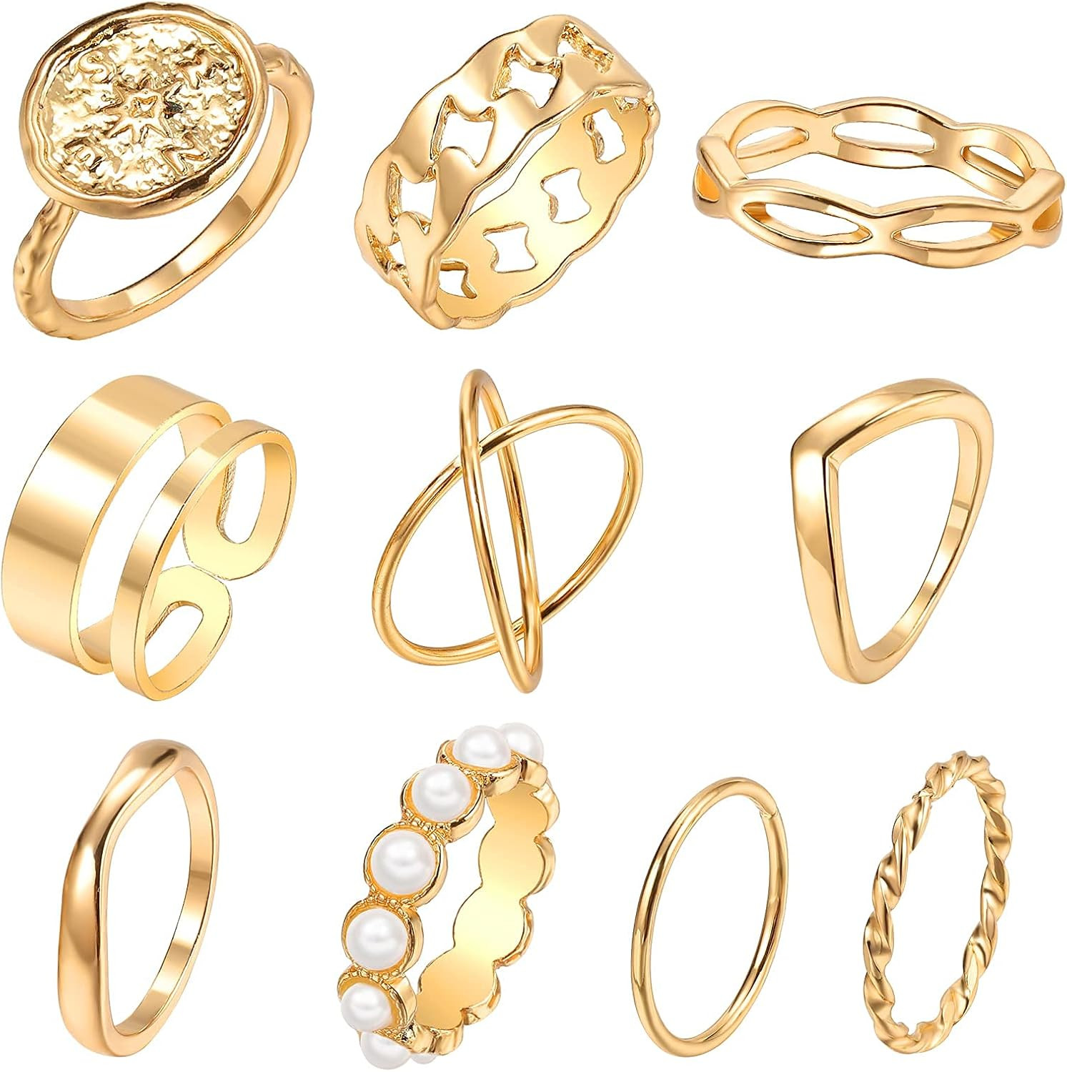Gold Knuckle Rings Set for Women Girls ,Vintage Stackable Rings,FAXHION 6-10PCS Midi Rings,Bohemi... | Amazon (US)