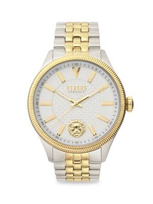 Versus Versace Colonne 45MM Two Tone Stainless Steel Bracelet Watch on SALE | Saks OFF 5TH | Saks Fifth Avenue OFF 5TH