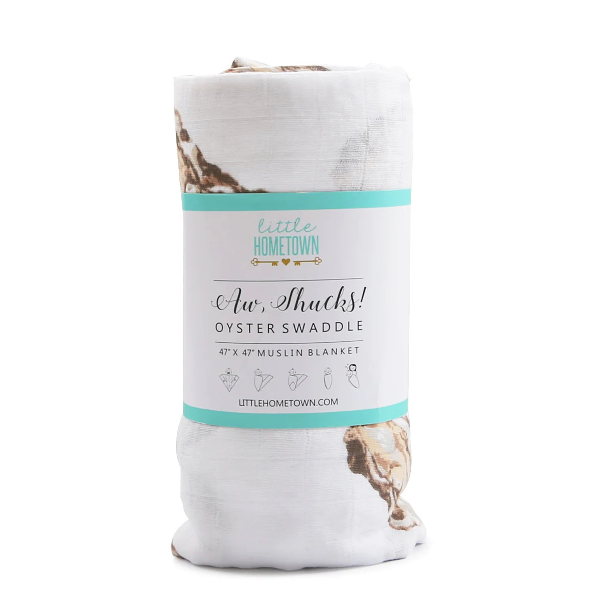 Aw, Shucks! Oyster Baby Muslin Swaddle Blanket | Little Hometown