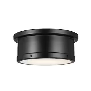KICHLER Serca 14.25 in. 2-Light Black Traditional Hallway Flush Mount Ceiling Light with Satin Et... | The Home Depot