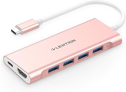 LENTION USB-C Multi-Port Hub with 4K HDMI Output, 4 USB 3.0, Type C Charging Adapter Compatible 2... | Amazon (US)