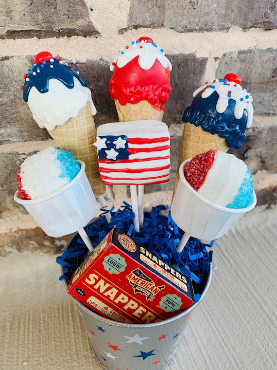 4th of July Snow Cones & Ice Cream Cake Pops | Etsy (US)