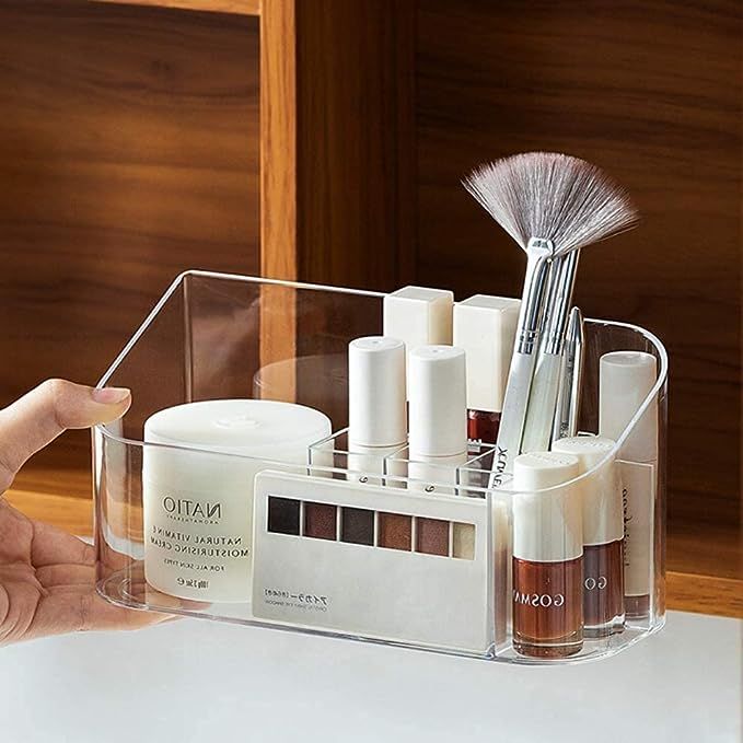 LINFIDITE Makeup Tray Organizer Lipgloss Organizer Bathroom Cabinet Cosmetic Storage Tray Makeup ... | Amazon (US)