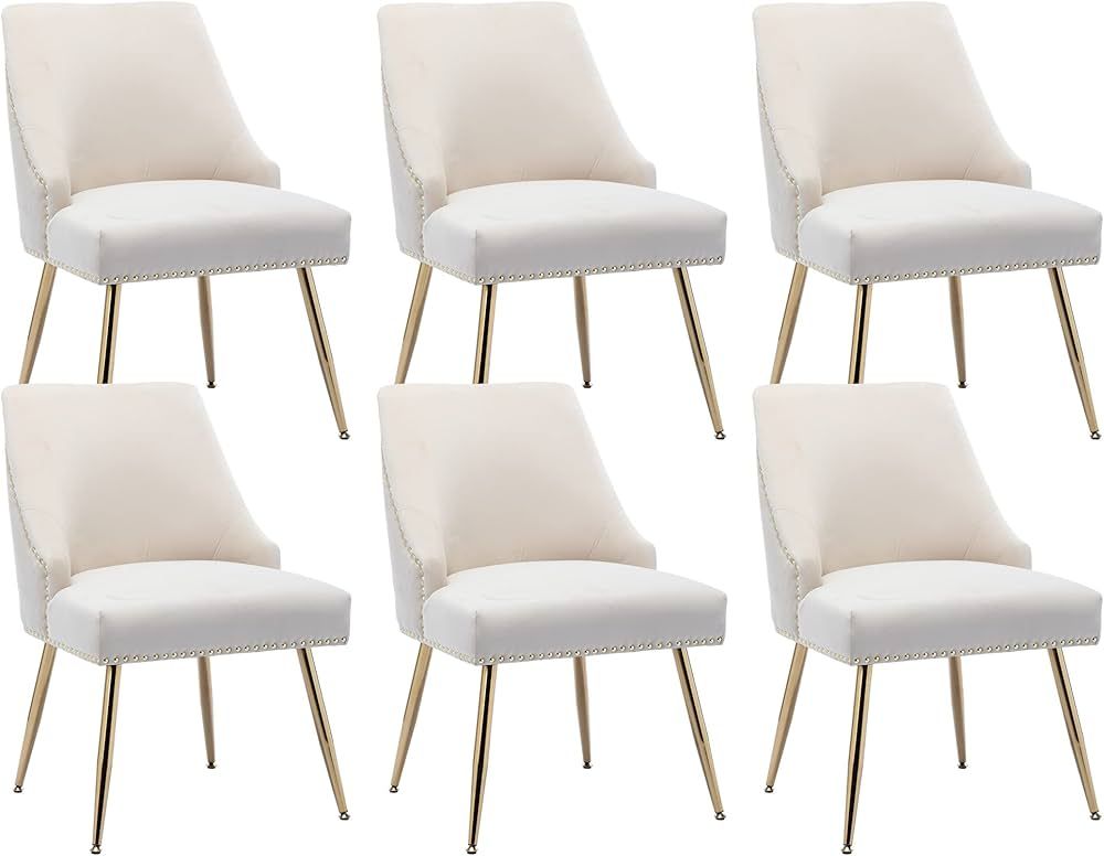 KCC Velvet Dining Chairs Set of 6 Upholstered Accent Chairs Side Chairs Modern Guest Chair with G... | Amazon (US)