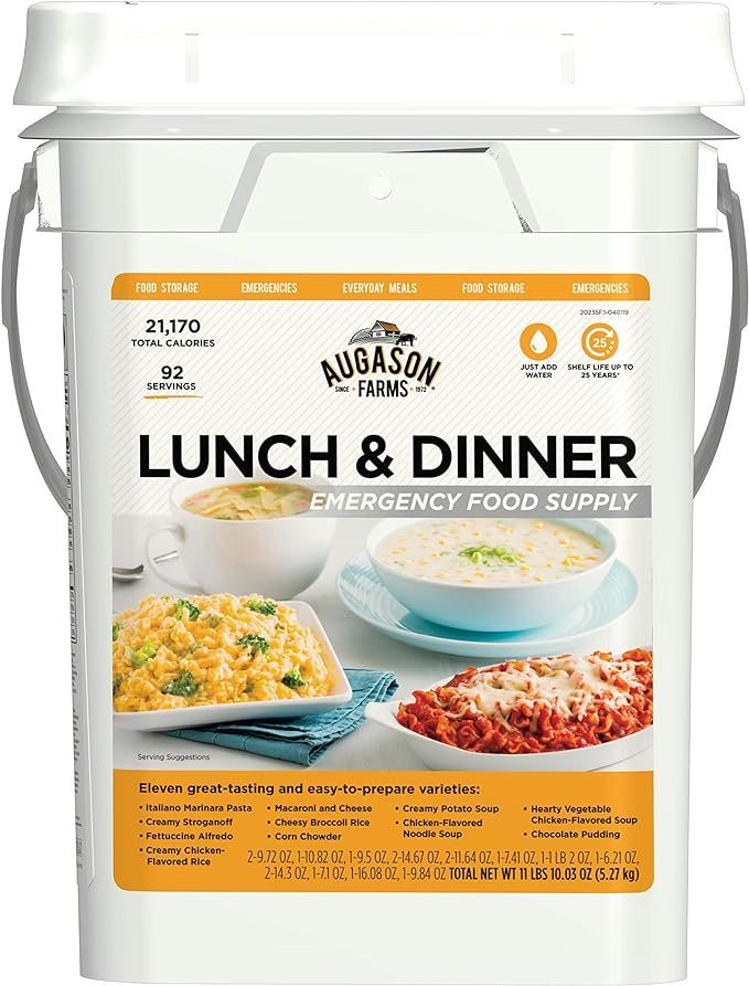 Augason Farms Lunch and Dinner Variety Pail Emergency Food Supply 4-Gallon Pail | Amazon (US)