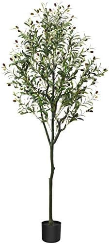 CROSOFMI Artificial Olive Tree Plant 5.9 Feet Fake Topiary Silk Tree, Perfect Faux Plants in Pot ... | Amazon (US)