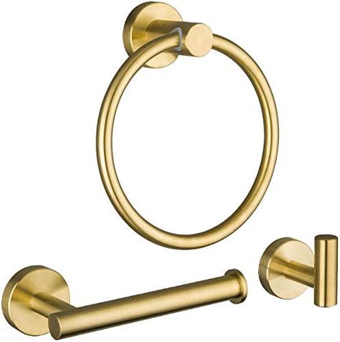 GAPPO 3 Piece Bathroom Hardware Accessories Set Brushed Gold SUS 304 Stainless Steel Wall Mounted... | Amazon (US)