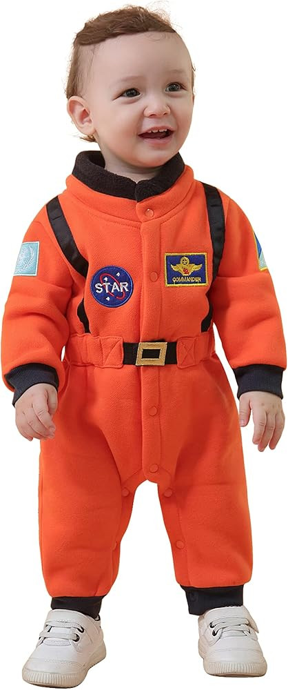 LXKIKMM Baby Toddler Boy Astronaut Costume Space Suit Cosplay Party Jumpsuit Halloween Rompers | Amazon (US)