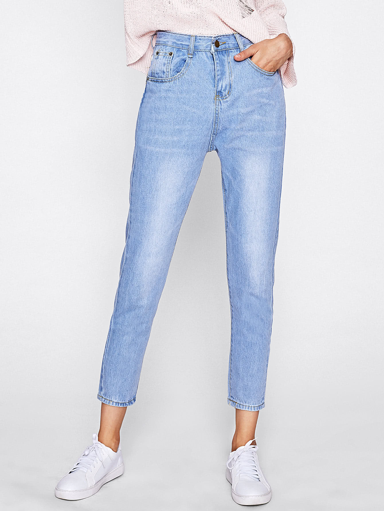 Bleach Wash Straight Jeans | SHEIN