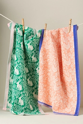 Chicken & Bunny Jacquard Dish Towel, Set of 2 | Anthropologie (US)