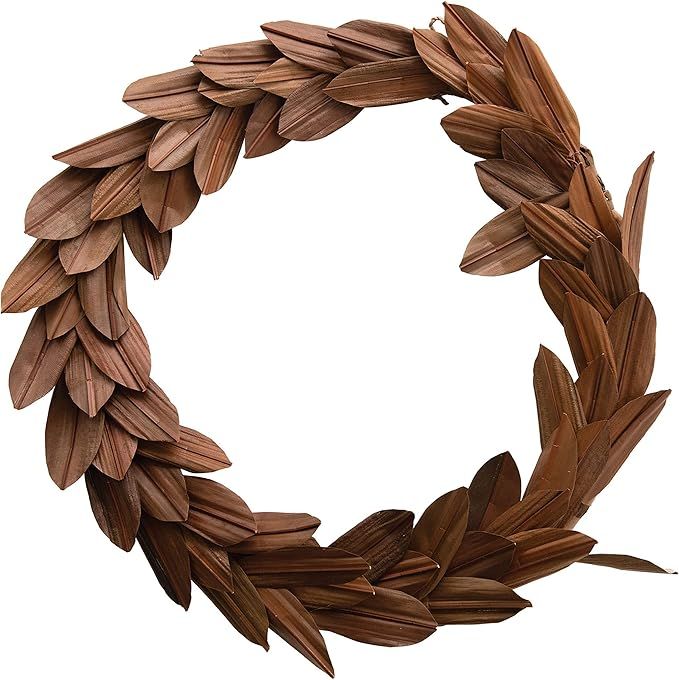 22" Round Dried Buri Palm Leaf Wreath, Brown | Amazon (US)