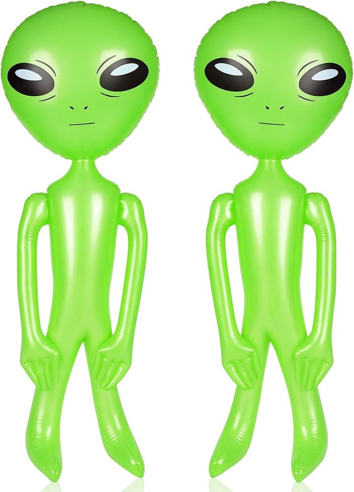 ArtCreativity Green Inflatable Alien, Set of 2, Outer Space Decorations, 34 Inch Inflatable UFO T... | Amazon (US)