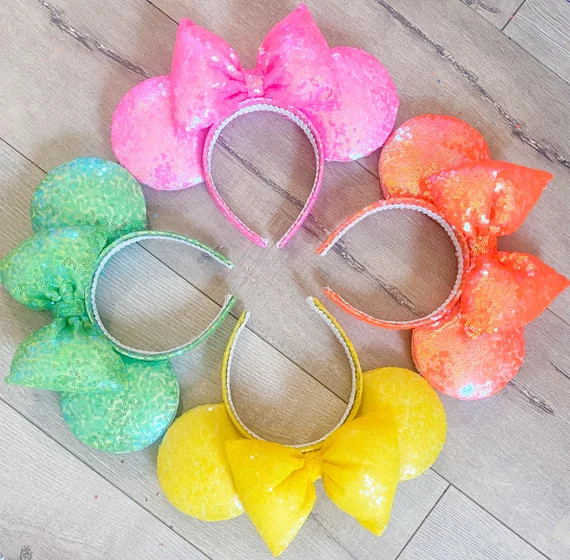 Sequin Disney Ears, Sparkle Disney Headband, Sequin Hair accessories, Disney Princess Ears, Girls... | Etsy (US)