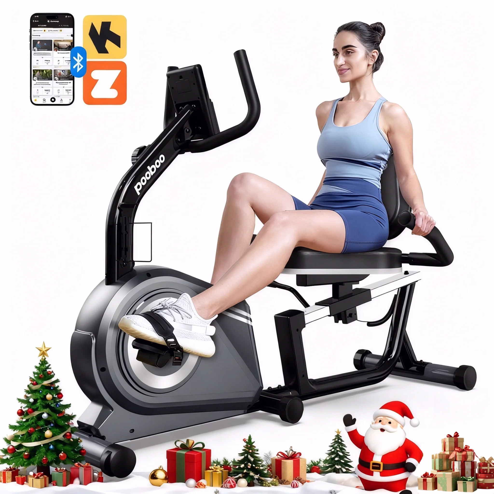 HASIMAN Indoor Recumbent Exercise Bike Magnetic Resistance Workout Bike Sit Down Stationary Bicyc... | Walmart (US)